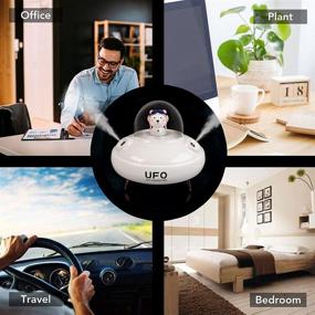 img 1 attached to 400ml Double Spray UFO Cute Mini Humidifier - Portable USB Personal Desktop Small Humidifiers with Night Light for Office, Travel, Bedroom, Baby Room, Car, Plant - White