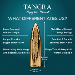 img 2 attached to 🥃 Extra Large Golden Whiskey Stones: Set of 6 Laser Engraved Bullets | Stainless Steel Chilling Rocks with Revolver Barrel Base | Reusable Stone Ice Cubes Cubes for Father's Day, Military Man | Perfect Birthday Gift