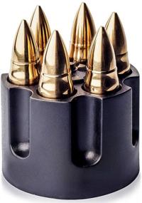 img 4 attached to 🥃 Extra Large Golden Whiskey Stones: Set of 6 Laser Engraved Bullets | Stainless Steel Chilling Rocks with Revolver Barrel Base | Reusable Stone Ice Cubes Cubes for Father's Day, Military Man | Perfect Birthday Gift