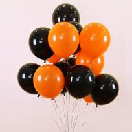 🎈 100 pack of 12 inch orange and black latex party balloons for halloween, birthdays, weddings, baby showers, graduations, festivals, christmas, anniversaries - black and orange color themed decorations and supplies логотип