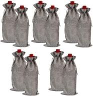 🍷 iblue 10pcs grey linen drawstring wine bags - perfect wine bottle protector for party, wedding, dinner, and travel gifts (p002) logo