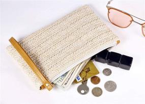 img 2 attached to Chic and Stylish: Women's Straw Clutch Bag for Summer Beach and Bohemian Vibes - Zipper Wristlet Wallets for Women