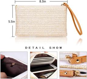 img 3 attached to Chic and Stylish: Women's Straw Clutch Bag for Summer Beach and Bohemian Vibes - Zipper Wristlet Wallets for Women