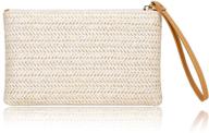 chic and stylish: women's straw clutch bag for summer beach and bohemian vibes - zipper wristlet wallets for women logo