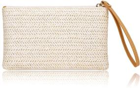img 4 attached to Chic and Stylish: Women's Straw Clutch Bag for Summer Beach and Bohemian Vibes - Zipper Wristlet Wallets for Women