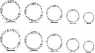 📿 5pairs surgical stainless steel 16g sleeper cartilage daith tiny small hoop earrings mini septum hinged clicker nose ring helix tragus piercings unisex fashion huggie hoops set 6-14mm" - "set of 5 pairs surgical stainless steel 16g sleeper cartilage daith mini hoop earrings, septum clicker, nose ring, helix tragus piercings - unisex fashion huggie hoops in 6-14mm sizes logo