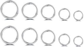 img 4 attached to 📿 5Pairs Surgical Stainless Steel 16G Sleeper Cartilage Daith Tiny Small Hoop Earrings Mini Septum Hinged Clicker Nose Ring Helix Tragus Piercings Unisex Fashion Huggie Hoops Set 6-14MM" - "Set of 5 Pairs Surgical Stainless Steel 16G Sleeper Cartilage Daith Mini Hoop Earrings, Septum Clicker, Nose Ring, Helix Tragus Piercings - Unisex Fashion Huggie Hoops in 6-14MM Sizes