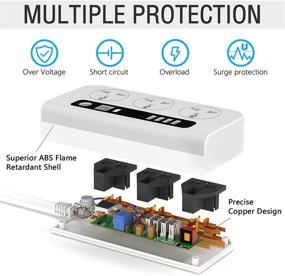 img 3 attached to 💡 J Elektro Power Strip with Surge Protector, 4 USB Charging Ports and 3 Universal Outlets Extension Cord with Timer Socket, 1.4M/4.6FT Extension Lead with Outlet Timer for Home Office, Including Grow Light Timer
