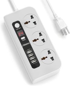 img 4 attached to 💡 J Elektro Power Strip with Surge Protector, 4 USB Charging Ports and 3 Universal Outlets Extension Cord with Timer Socket, 1.4M/4.6FT Extension Lead with Outlet Timer for Home Office, Including Grow Light Timer