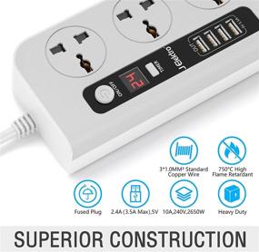 img 1 attached to 💡 J Elektro Power Strip with Surge Protector, 4 USB Charging Ports and 3 Universal Outlets Extension Cord with Timer Socket, 1.4M/4.6FT Extension Lead with Outlet Timer for Home Office, Including Grow Light Timer