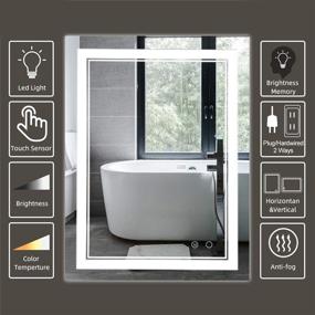 img 3 attached to 🪞 24x32 LED Bathroom Mirror: Wall-Mounted Vanity Mirror with Anti Fog, Smart Touch Button, Dimmable Lights - Vertical & Horizontal Makeup Mirror