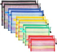 🎒 10-pack assorted color mesh zipper pouches - multiuse travel bags for cosmetics, office supplies, and travel accessories logo