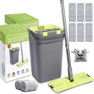 🧹 efficient microfiber flat mop bucket set with adjustable stainless steel handle - 2-in-1 self-wringing cleaning system for home floors (includes 6 replacement heads and 1 mop holder) logo