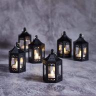 lights4fun black moroccan indoor led flameless tea light candle lanterns - set of 6, battery operated logo