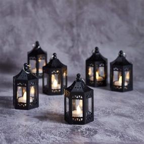 img 2 attached to Lights4fun Black Moroccan Indoor LED Flameless Tea Light Candle Lanterns - Set of 6, Battery Operated