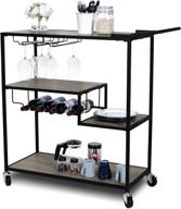 🍷 katdans industrial bar cart - home bar serving carts with 4 tier storage and wine rack - rolling serving trolley, metal frame - weathered oak finish, model ks015 logo