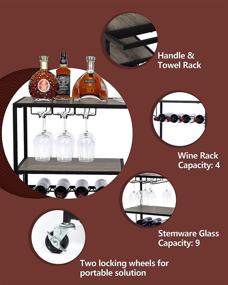 img 1 attached to 🍷 KATDANS Industrial Bar Cart - Home Bar Serving Carts with 4 Tier Storage and Wine Rack - Rolling Serving Trolley, Metal Frame - Weathered Oak Finish, Model KS015