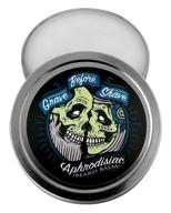 experience the aromatic elegance: grave before shave leather/cedar wood scent beard balm- 2 oz. tin logo