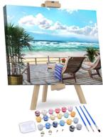 vibrant summer beach - acrylic paint by numbers for adults, easy diy kit, sea colors, beginner-friendly, 16x20 dimensions logo