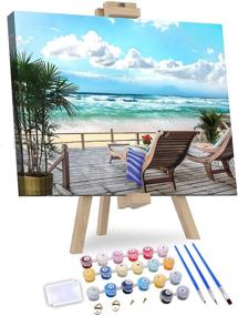 img 4 attached to Vibrant Summer Beach - Acrylic Paint by Numbers for Adults, Easy DIY Kit, Sea Colors, Beginner-Friendly, 16x20 Dimensions