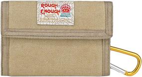 img 4 attached to 💼 Rough Enough Trifold Canvas Kids Wallet in Khaki with Carabiner - Perfect for Boys and Girls