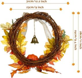 img 3 attached to 🍂 GWHOLE 9'' Thanksgiving Wreath: Vibrant Fall Door Decor with Artificial Maple Leaves, Pumpkin Berries – Ideal for Harvest Season and Thanksgiving Indoor/Outdoor Front Door Decorations