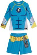 usa made superhero swim trunks and swimsuit set for little boys – upf 50 – fade-resistant logo