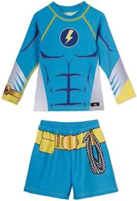 img 4 attached to USA Made Superhero Swim Trunks and Swimsuit Set for Little Boys – UPF 50 – Fade-Resistant