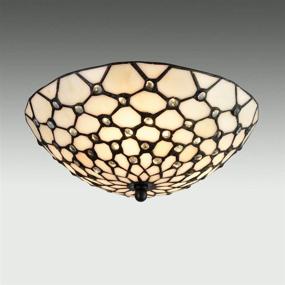 img 2 attached to 💡 EUL Tiffany Style Antique Brass Semi Flush Mount Ceiling Fixture with Artistic Colorful Glass Shade - 3 Lights