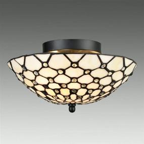 img 3 attached to 💡 EUL Tiffany Style Antique Brass Semi Flush Mount Ceiling Fixture with Artistic Colorful Glass Shade - 3 Lights