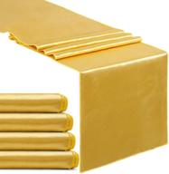 🎉 5-piece gold satin table runner set | 12x108 inch | party, wedding, reception, banquet decoration | smooth silk-like fabric | spring party chair sashes and bows логотип