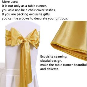 img 3 attached to 🎉 5-Piece Gold Satin Table Runner Set | 12x108 inch | Party, Wedding, Reception, Banquet Decoration | Smooth Silk-like Fabric | Spring Party Chair Sashes and Bows