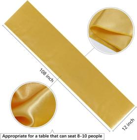 img 2 attached to 🎉 5-Piece Gold Satin Table Runner Set | 12x108 inch | Party, Wedding, Reception, Banquet Decoration | Smooth Silk-like Fabric | Spring Party Chair Sashes and Bows