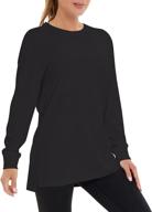 casei long sleeve scoop neck cotton t-shirt for women - basic layer athletic tees with ribbed cuffs, hems, and sweatshirt design logo