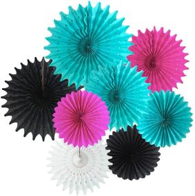 img 4 attached to 🎉 Trendy TIK Tok Birthday Party Decorations: Fuchsia, White, Black, Teal Tissue Paper Fans - Complete TIK Tok Party Supplies!