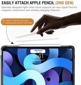 img 3 attached to 🍑 TiMOVO iPad Air 4th Generation Case, iPad Air 4 Case (10.9-inch, 2020), 90° Rotating Stand Leather Cover, Supports Apple Pencil Charging, Smart Swivel Case & Auto Sleep/Wake - Apricot