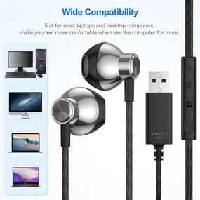 img 3 attached to 🎧 ACAGET USB Computer Headphones: HiFi Stereo Earbuds with Mic & Audio Controls - Perfect for PC Gaming, Online Meetings, and Live Streaming