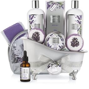 img 4 attached to 🛁 Luxurious Women's Bath Gift Basket: Indulge in a Home Spa Experience with Lavender and Jasmine Scent - Complete Set of Lavish Bath Bombs, Salts, Gel, Butter Lotion, Oil, Bubble Bath, Loofah, and More