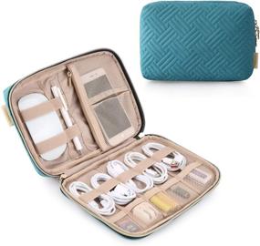 img 4 attached to 👜 BAGSMART Electronic Organizer Bag - Travel Cable Organizer for Hard Drives, Charger, Phone, Cables, USB, SD Card - Teal (Women's Small)