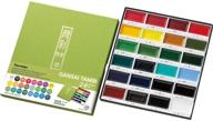акварельные краски kuretake gansai tambi - ручной работы, профессионального качества пигментные чернила для художников и рукодельников - сертифицированы ap - смешиваемые - видны на темных бумагах - произведены в японии (24 цвета) логотип