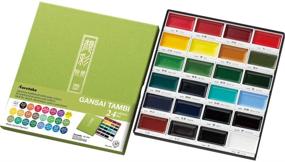 img 4 attached to Акварельные краски Kuretake GANSAI TAMBI - ручной работы, профессионального качества пигментные чернила для художников и рукодельников - сертифицированы AP - смешиваемые - видны на темных бумагах - произведены в Японии (24 цвета)