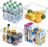 🗄️ vtopmart large clear plastic pantry organizer bins with handle for refrigerator, fridge, cabinet, kitchen, countertops, cupboard, freezer organization and storage - set of 4, bpa free logo