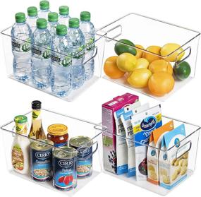 img 4 attached to 🗄️ Vtopmart Large Clear Plastic Pantry Organizer Bins with Handle for Refrigerator, Fridge, Cabinet, Kitchen, Countertops, Cupboard, Freezer Organization and Storage - Set of 4, BPA Free