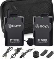 premium wireless lavalier microphone boya by-wm2g for iphone, canon, nikon, sony dslrs, gopro hero4 & action cameras logo