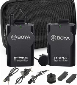img 4 attached to Premium Wireless Lavalier Microphone BOYA BY-WM2G for iPhone, Canon, Nikon, Sony DSLRs, GoPro Hero4 & Action Cameras