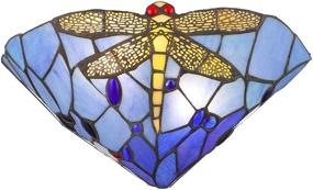 img 2 attached to 🌸 LITFAD Dragonfly Pattern Tiffany Style Stained Glass Wall Sconce – Elegant Decorative Wall Lamp for Staircase, Bedroom, Hotel, Restaurant – 14 Inches Width Shade