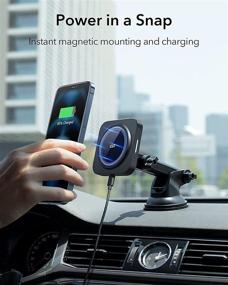 img 2 attached to 🔌 ESR HaloLock Dashboard Magnetic Wireless Charger - Fast Charging, Works with MagSafe Windshield Car Mount - Compatible with iPhone 13, iPhone 13 mini, iPhone 13 Pro Max, iPhone 12, iPhone 12 Pro, iPhone 12 mini, iPhone 12 Pro Max - Black