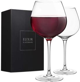 img 4 attached to 🍷 Premium Crystal Red Wine Glasses - Set of 2 Large Hand Blown Long Stem Glasses, Perfect for Wine Tasting, Weddings, Anniversaries, Christmas - 22 oz Capacity, Clear