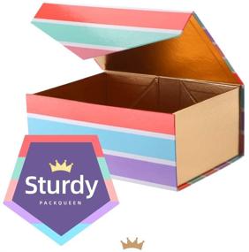 img 1 attached to 🎁 PACKQUEEN Gift Box 9.5x7x4 Inches with Magnetic Closure - Ideal for Bridesmaid Proposal & Gift Packaging - Collapsible & Sturdy Design - Multicolor Glossy Finish