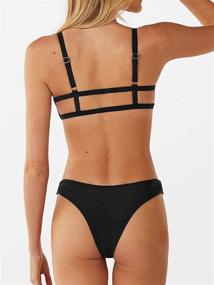 img 3 attached to 👙 CUPSHE Women's Black Ring Link Bikini Set with U-Wire, Hollow Out Design, and Low Waisted Bathing Suit